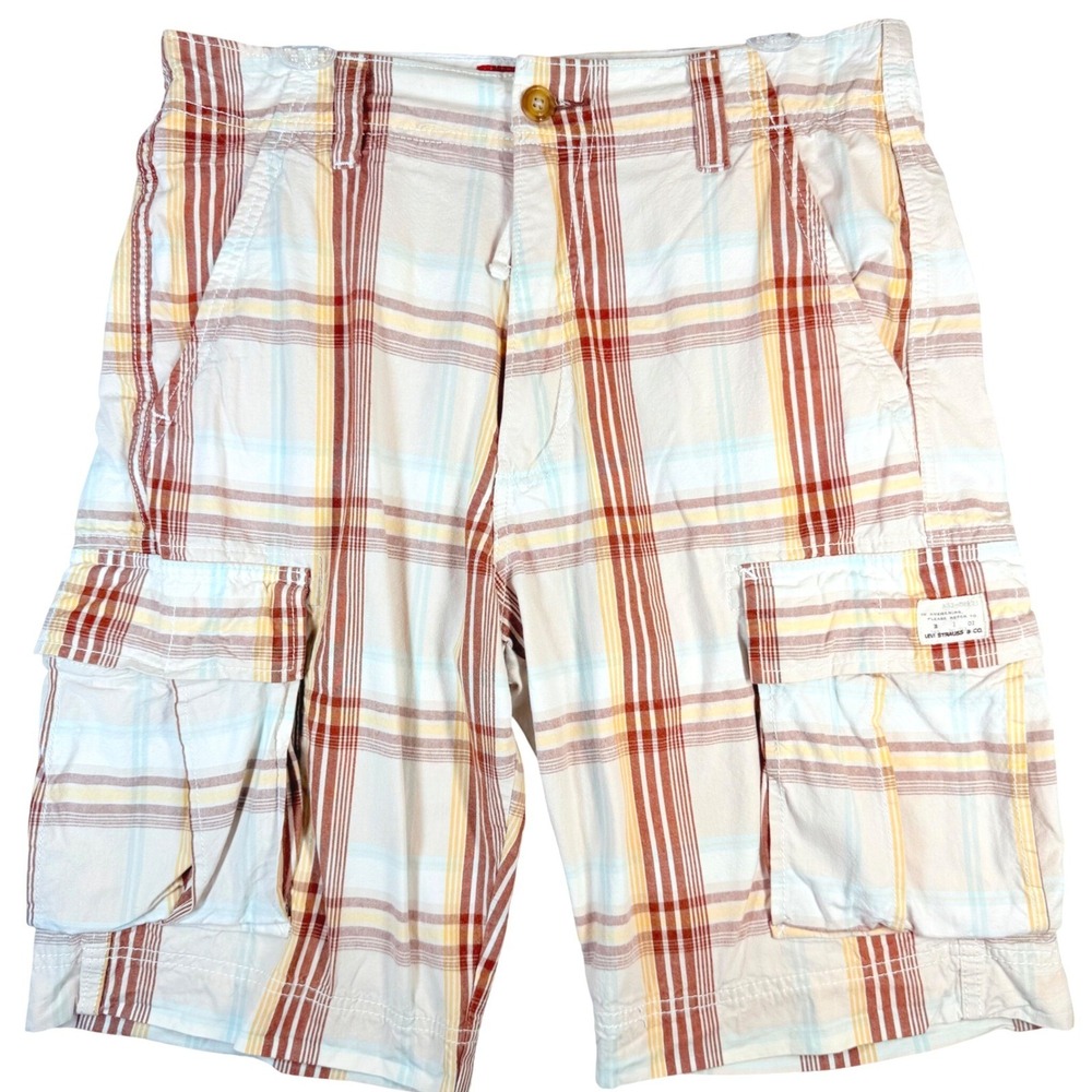 Levi's Cargo Shorts Mens 32 Plaid Beach Grunge Outdoor Everyday Comfort